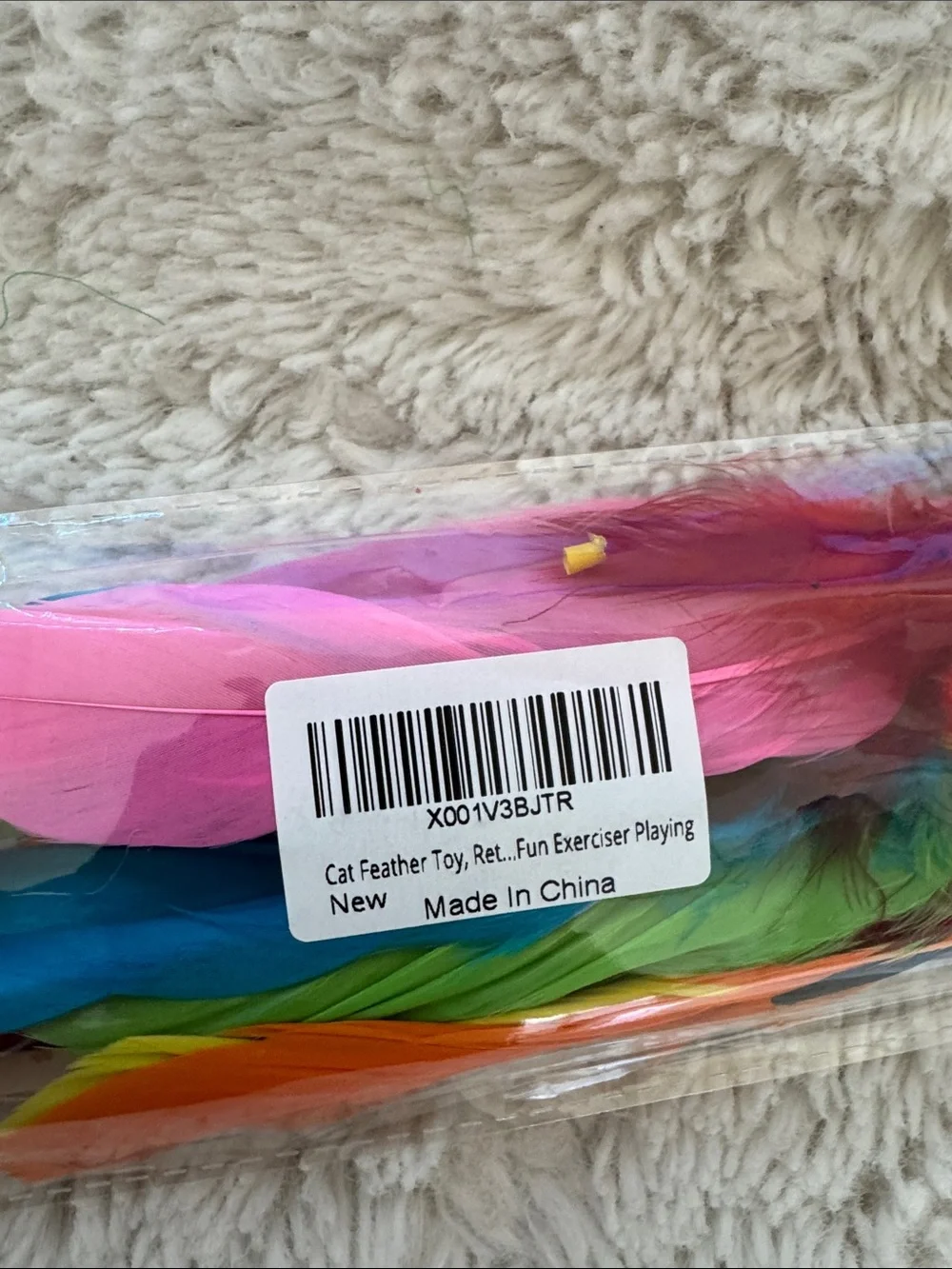 Amazon Bright Rainbow Cat Wand Toy Set with Pink and Green Accents